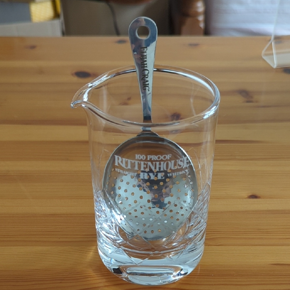 Clear Mixing Glass with Silver Strainer
